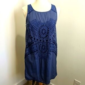 𝅺SABINE Cornflower Blue Eyelet Shift Dress S